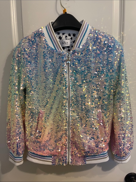 Lola + The Boys Other - Lola + The Boys Pastel Iridescent Sequin Bomber Jacket